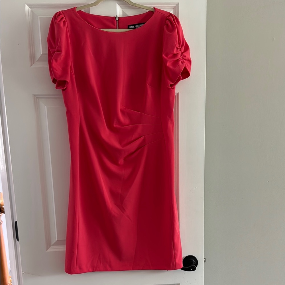Karl Lagerfeld Red Ruched Sheath Mini Dress